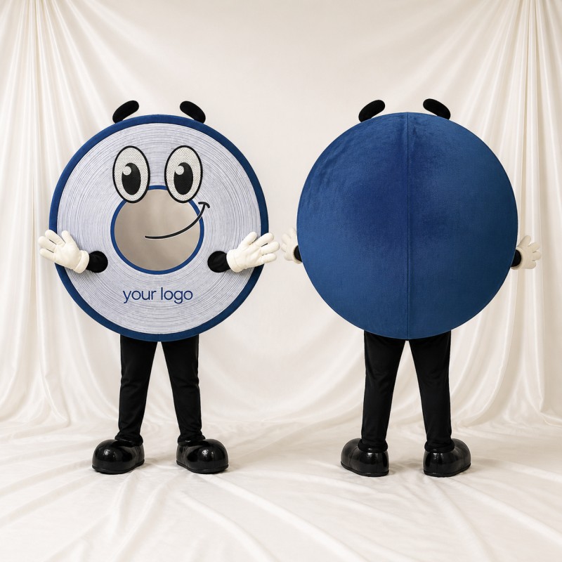 Round Emblem Mascot Costume Full Body for Adults Trade Shows