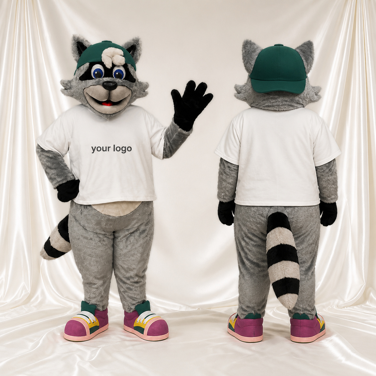 Cartoon Facial Raccoon Mascot Costume Full Body for Adults School Events
