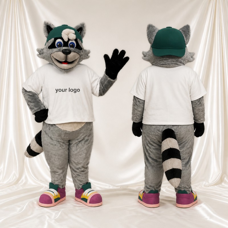 Cartoon Facial Raccoon Mascot Costume Full Body for Adults School Events