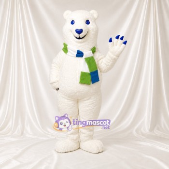 Ours Polaire Blanc et Bleu Costume de mascotte intégral pour adultes Événements scolaires