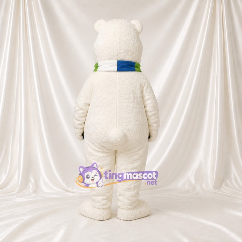 White and Blue Polar Bear Mascot Costume Full Body for Adults School Events