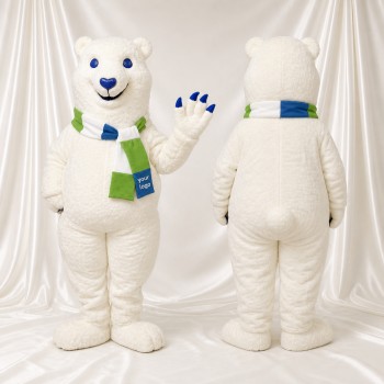 Ours Polaire Blanc et Bleu Costume de mascotte intégral pour adultes Événements scolaires