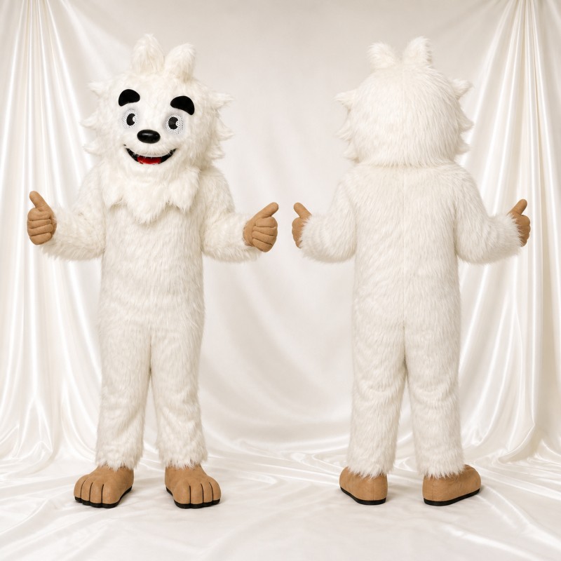 White Yeti Mascot Costume Full Body for Adults School Events