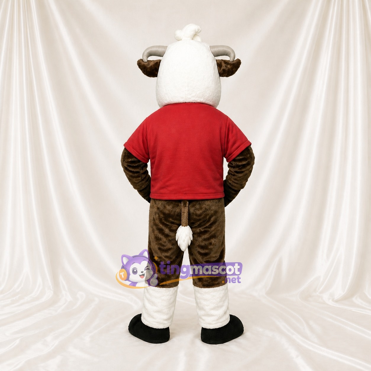 Bélier Athlète Blanc Costume de mascotte intégral pour adultes Événements sportifs Bélier Athlète Blanc Costume de mascotte intégral pour adultes Événements sportifs