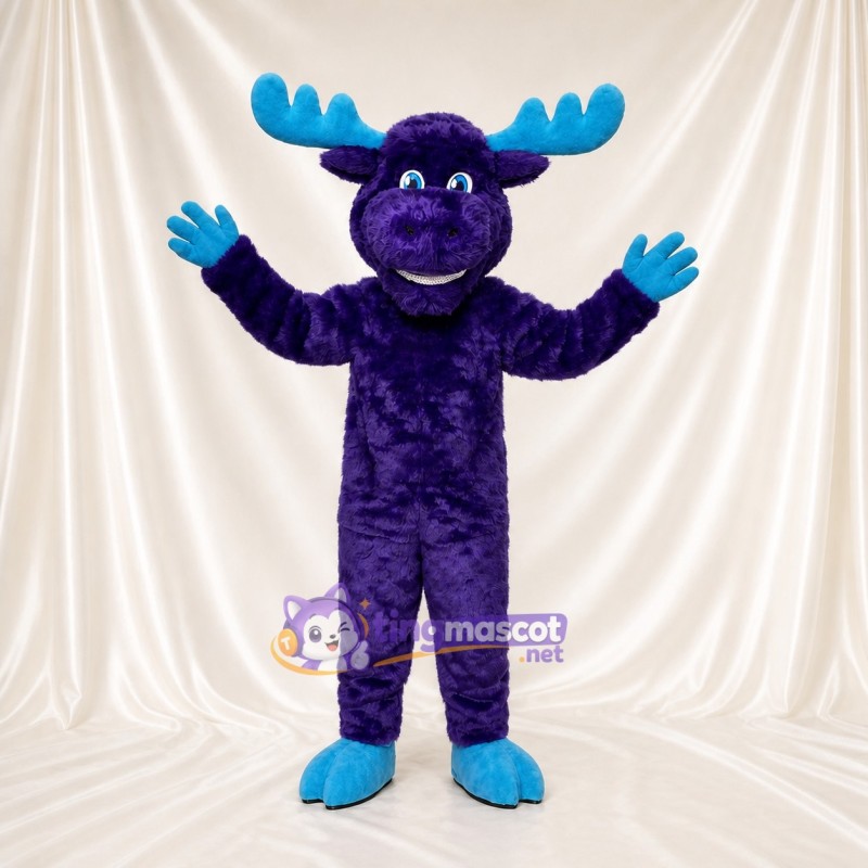Purple Moose Mascot Costume Full Body for Adults School Events