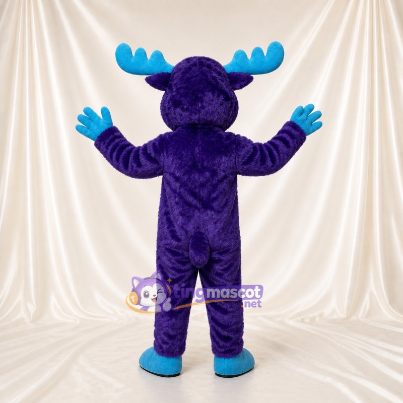 Purple Moose Mascot Costume Full Body for Adults School Events