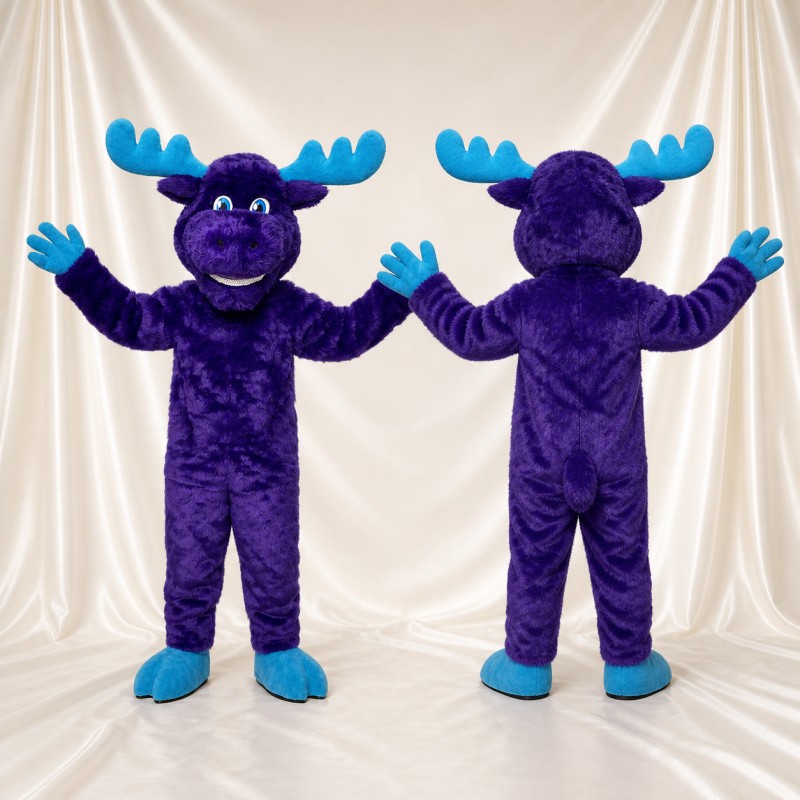 Purple Moose Mascot Costume Full Body for Adults School Events