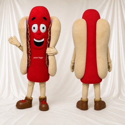 Red Hot Dog Mascot Costume Full Body for Adults Trade Shows