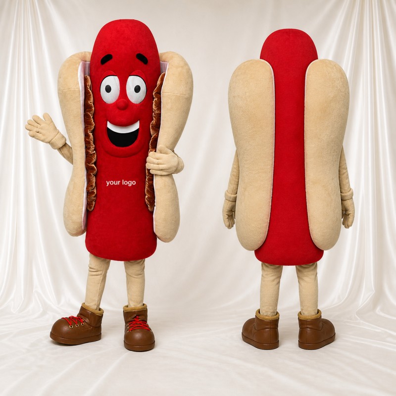 Red Hot Dog Mascot Costume Full Body for Adults Trade Shows