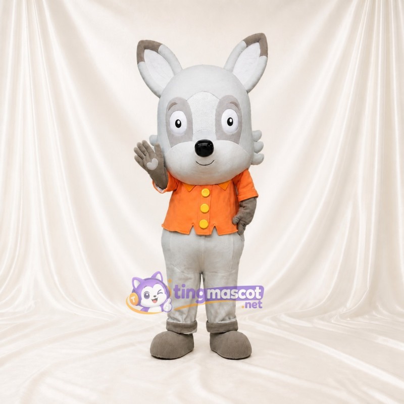 Gray Cartoon Facial Rabbit Mascot Costume Full Body for Adults School Events