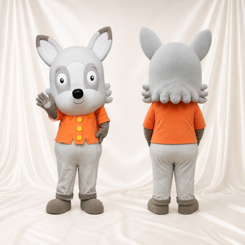 Gray Cartoon Facial Rabbit Mascot Costume Full Body for Adults School Events