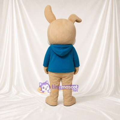 Tan and Blue Dog Mascot Costume Full Body for Adults School Events