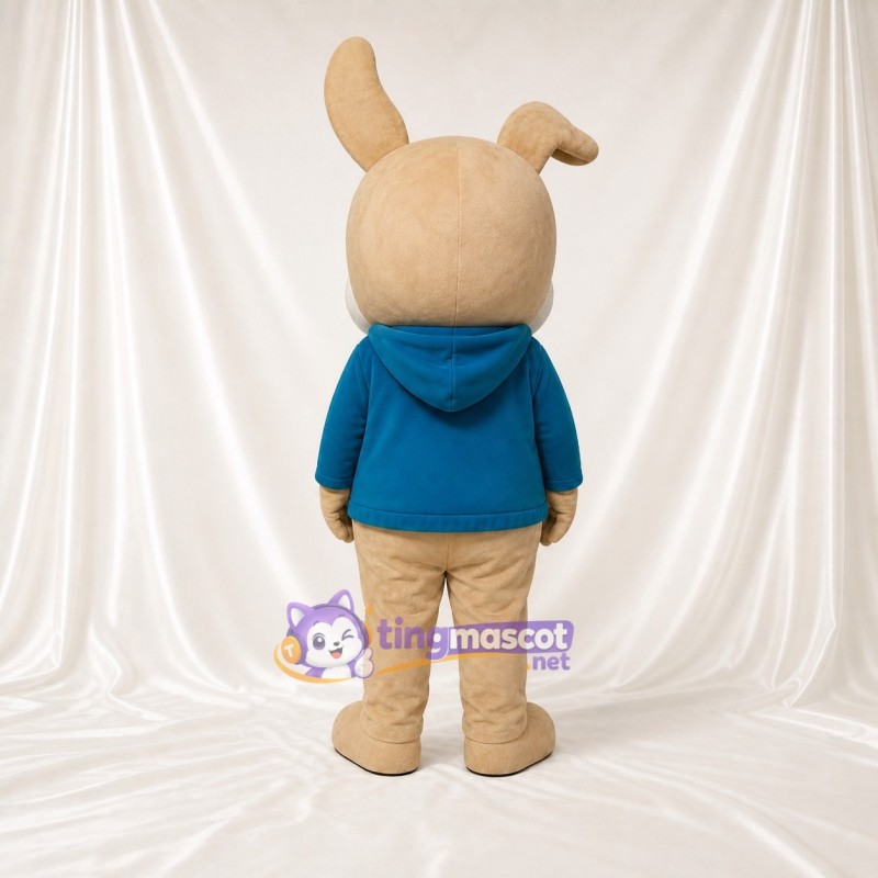 Tan and Blue Dog Mascot Costume Full Body for Adults School Events