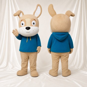 Chien Fauve et Bleu Costume de mascotte intégral pour adultes Événements scolaires