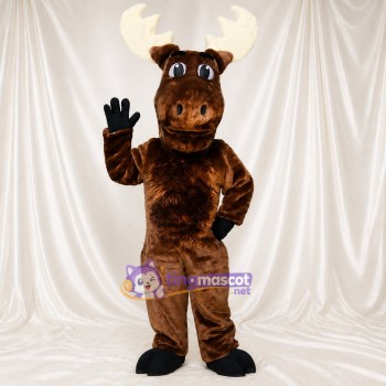 Brown Cartoon Facial Moose Mascot Costume Full Body for Adults School Events