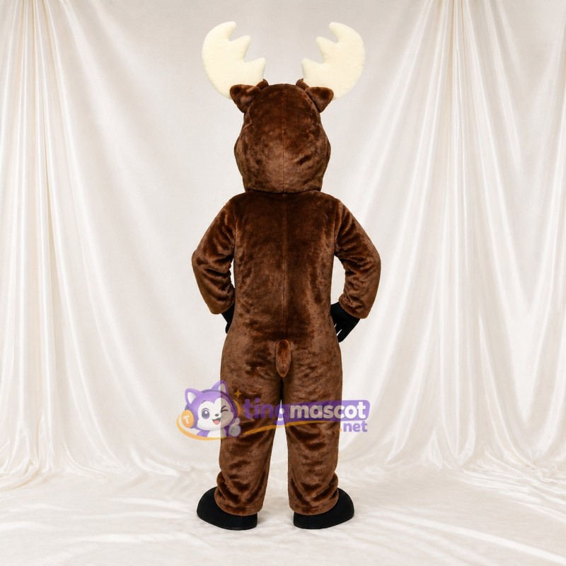 Brown Cartoon Facial Moose Mascot Costume Full Body for Adults School Events