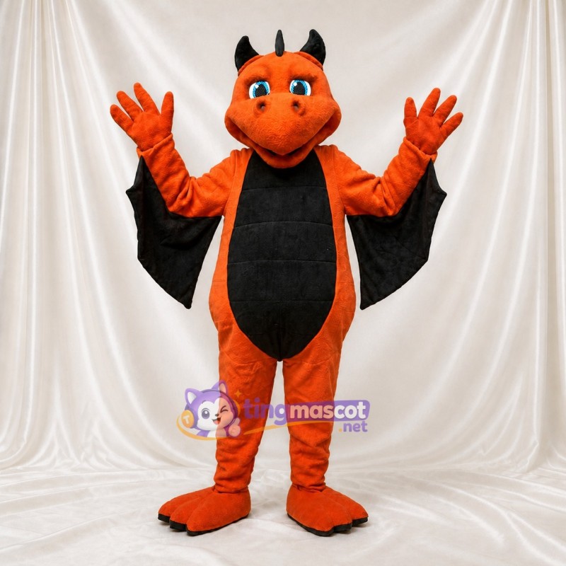 Orange Dragon Mascot Costume Full Body for Adults School Events