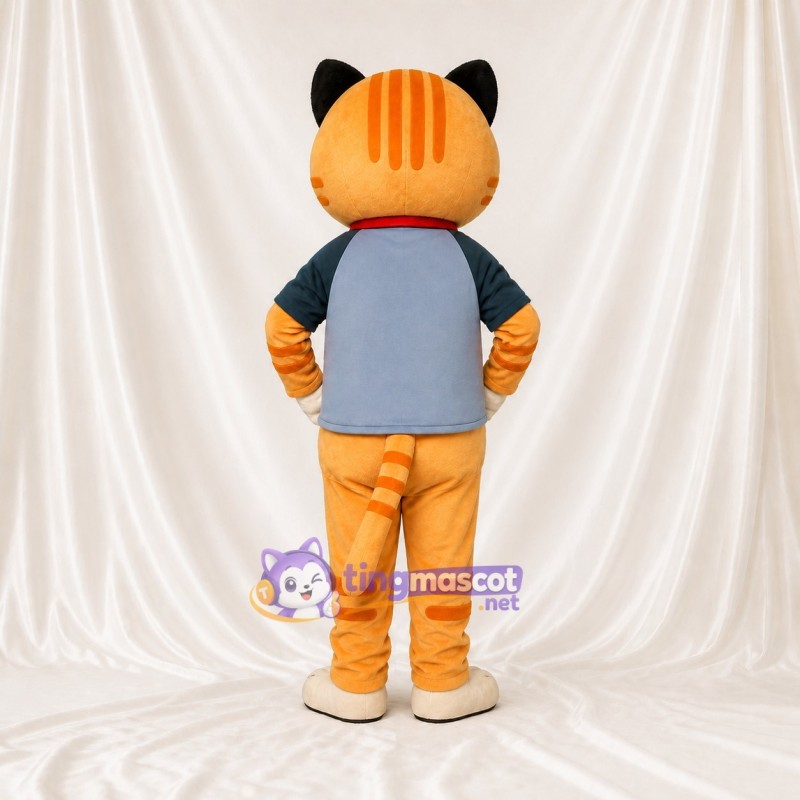 Orange and Gray Cat Mascot Costume Full Body for Adults School Events