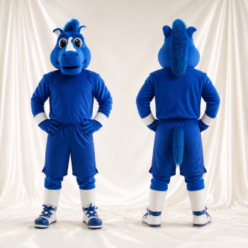 Blue Horse Athlete Mascot Costume Full Body for Adults Sports Events