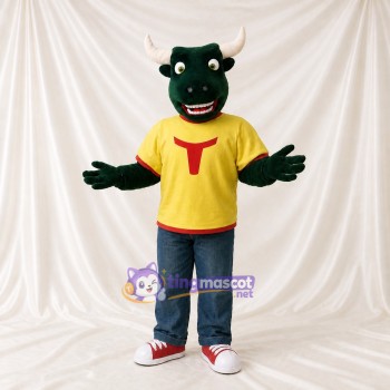 Athlète Taureau Vert Costume de mascotte intégral pour adultes Événements sportifs