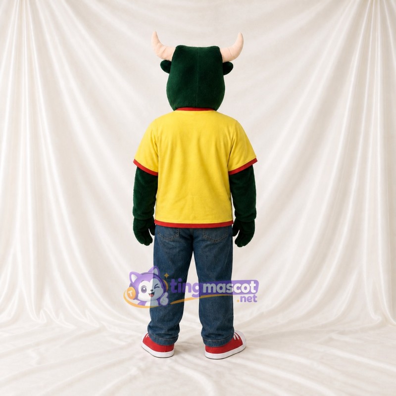Athlète Taureau Vert Costume de mascotte intégral pour adultes Événements sportifs