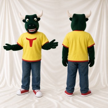 Athlète Taureau Vert Costume de mascotte intégral pour adultes Événements sportifs