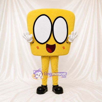 Yellow Square Character Mascot Costume Full Body for Adults Trade Shows