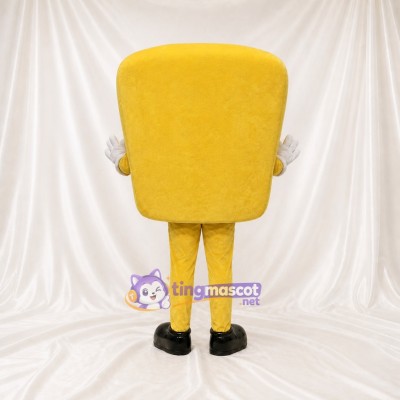 Yellow Square Character Mascot Costume Full Body for Adults Trade Shows