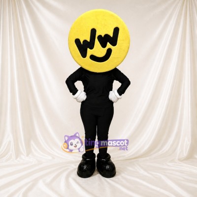 Yellow Smiley Mascot Costume Full Body for Adults School Events