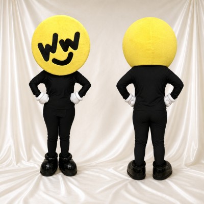 Yellow Smiley Mascot Costume Full Body for Adults School Events