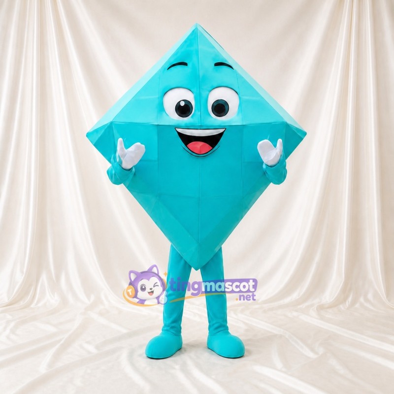 Turquoise Diamond Mascot Costume Full Body for Adults Trade Shows