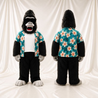 Black Gorilla Mascot Costume Full Body for Adults School Events