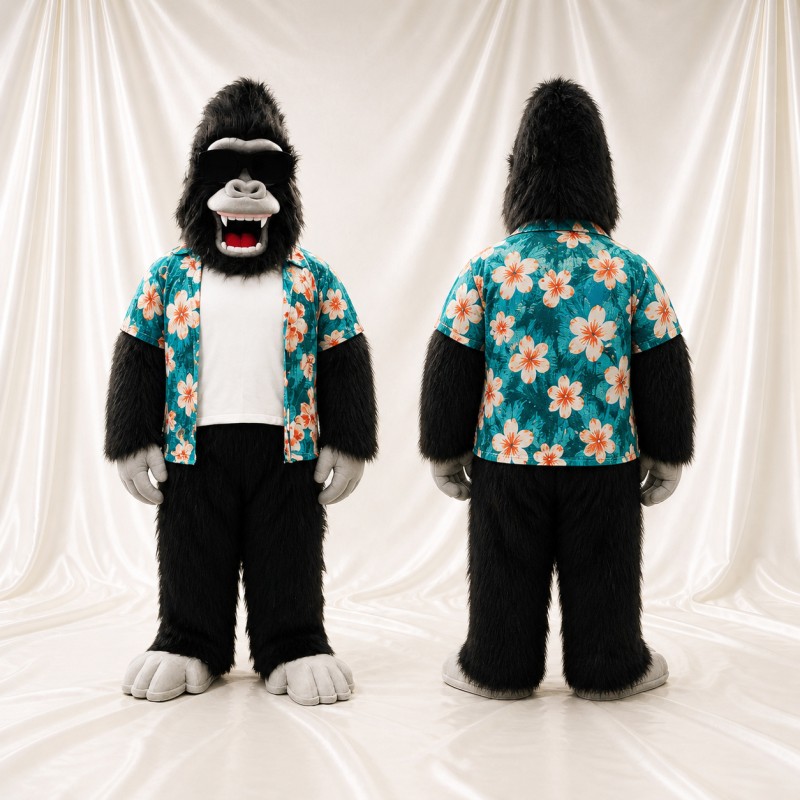 Black Gorilla Mascot Costume Full Body for Adults School Events