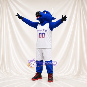 Blue Bull Athlete Mascot Costume Full Body for Adults Sports Events