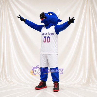 Blue Bull Athlete Mascot Costume Full Body for Adults Sports Events