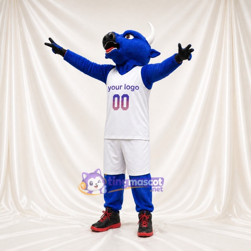Blue Bull Athlete Mascot Costume Full Body for Adults Sports Events