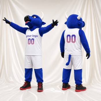 Blue Bull Athlete Mascot Costume Full Body for Adults Sports Events