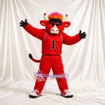 Athlète Taureau Rouge Costume de mascotte intégral pour adultes Événements sportifs
