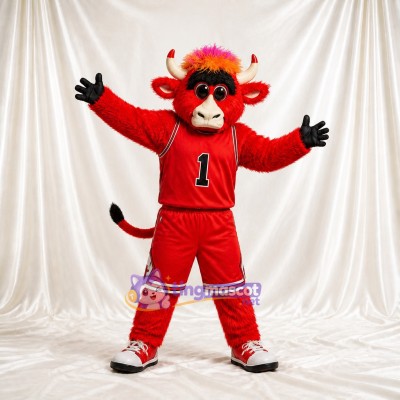 Athlète Taureau Rouge Costume de mascotte intégral pour adultes Événements sportifs