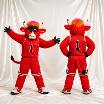 Athlète Taureau Rouge Costume de mascotte intégral pour adultes Événements sportifs