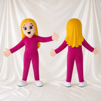 Blonde Mädchenfigur Maskottchenkostüm Ganzkörper für Erwachsene Schulveranstaltungen