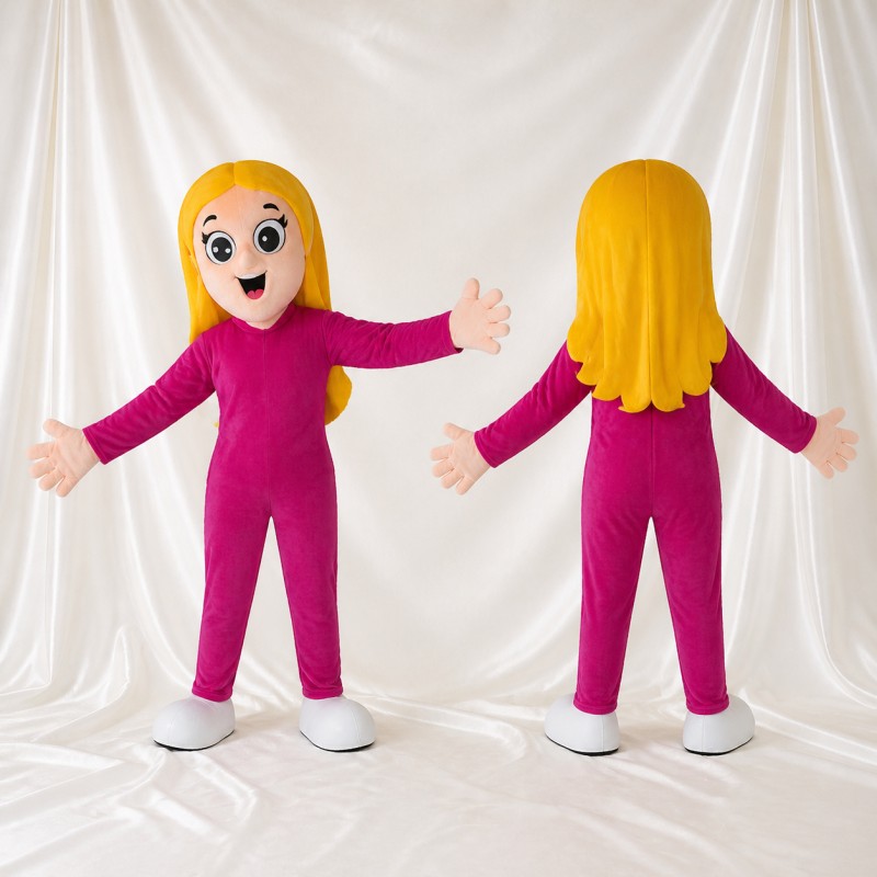 Blonde Girl Character Mascot Costume Full Body for Adults School Events