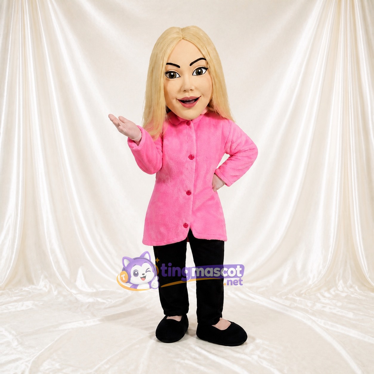 Blonde Frauenfigur Maskottchenkostüm Ganzkörper für Erwachsene Schulveranstaltungen Blonde Frauenfigur Maskottchenkostüm Ganzkörper für Erwachsene Schulveranstaltungen