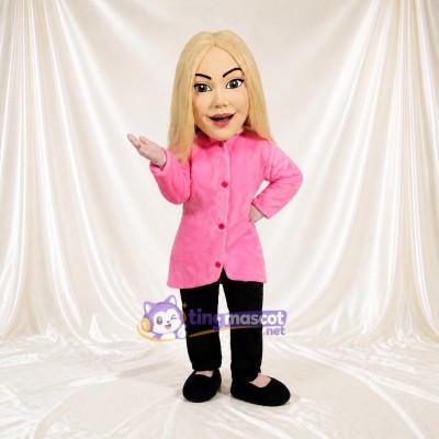 Blonde Woman Character Mascot Costume Full Body for Adults School Events