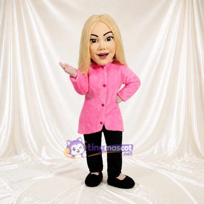 Blonde Woman Character Mascot Costume Full Body for Adults School Events