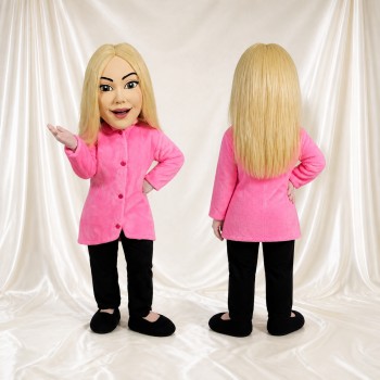Blonde Frauenfigur Maskottchenkostüm Ganzkörper für Erwachsene Schulveranstaltungen