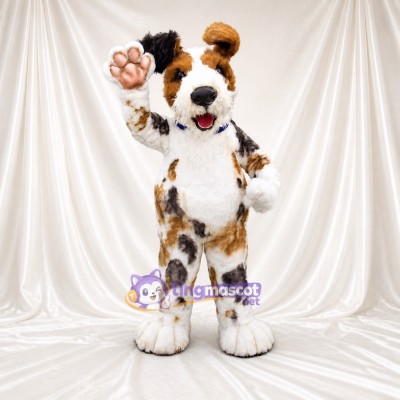 White Spotted Dog Mascot Costume Full Body for Adults School Events
