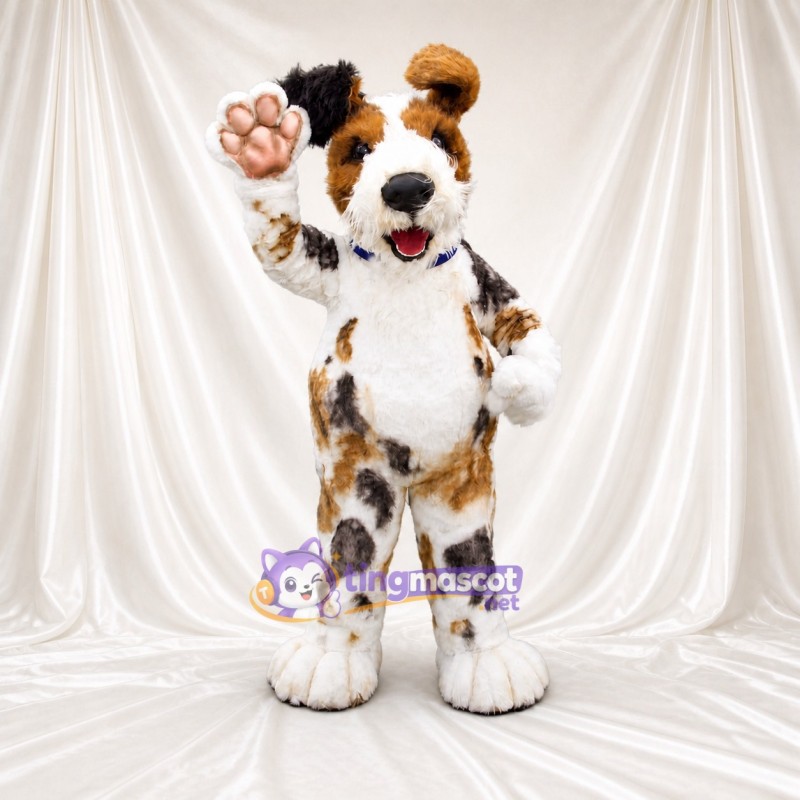 White Spotted Dog Mascot Costume Full Body for Adults School Events