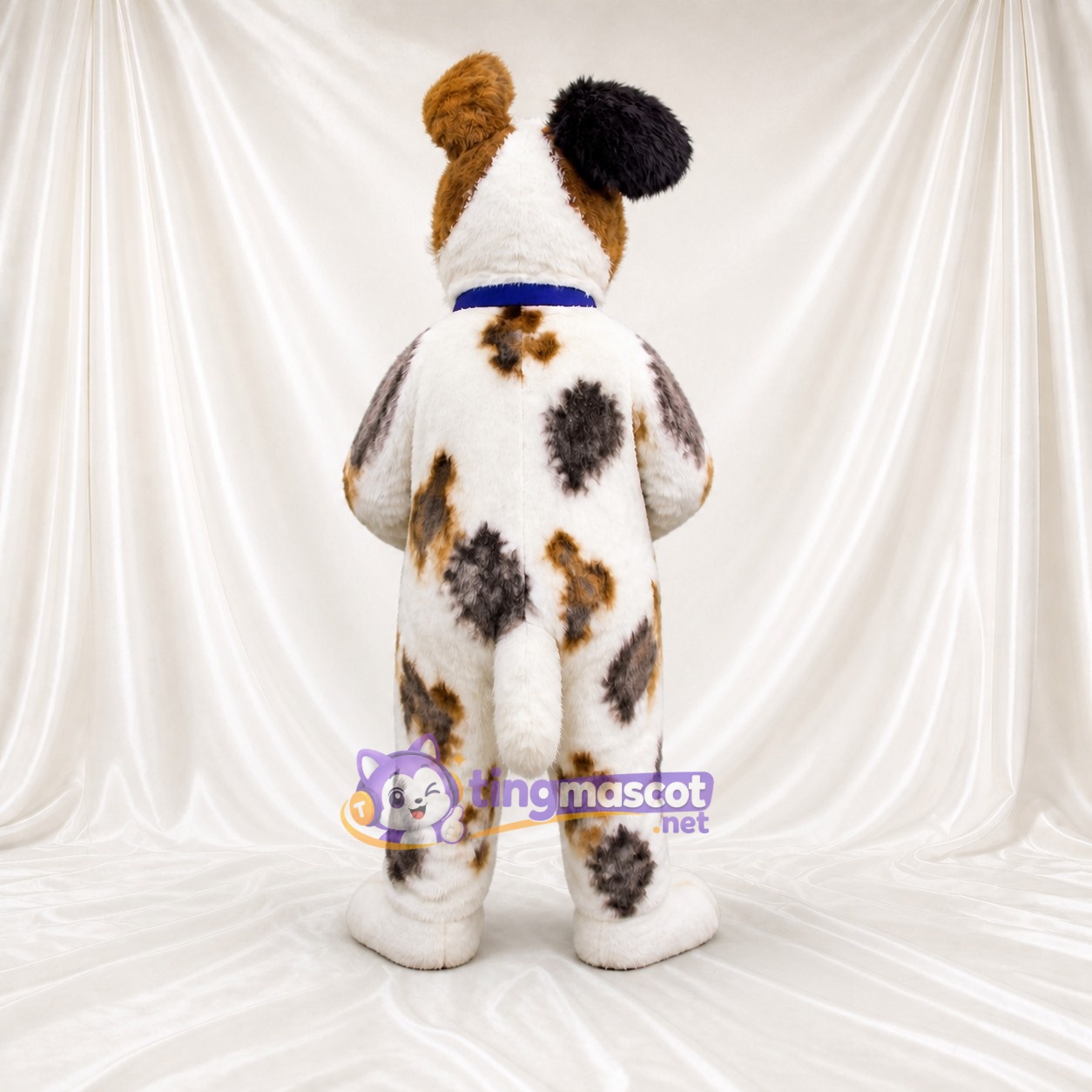 Chien blanc tacheté Costume de mascotte intégral pour adultes Événements scolaires Chien blanc tacheté Costume de mascotte intégral pour adultes Événements scolaires