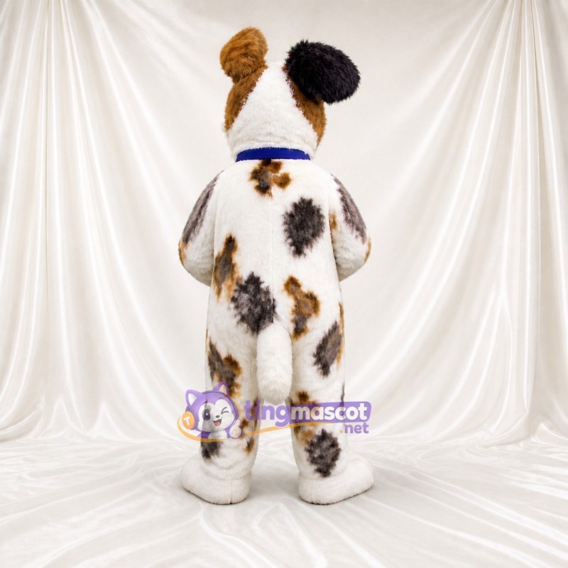 White Spotted Dog Mascot Costume Full Body for Adults School Events